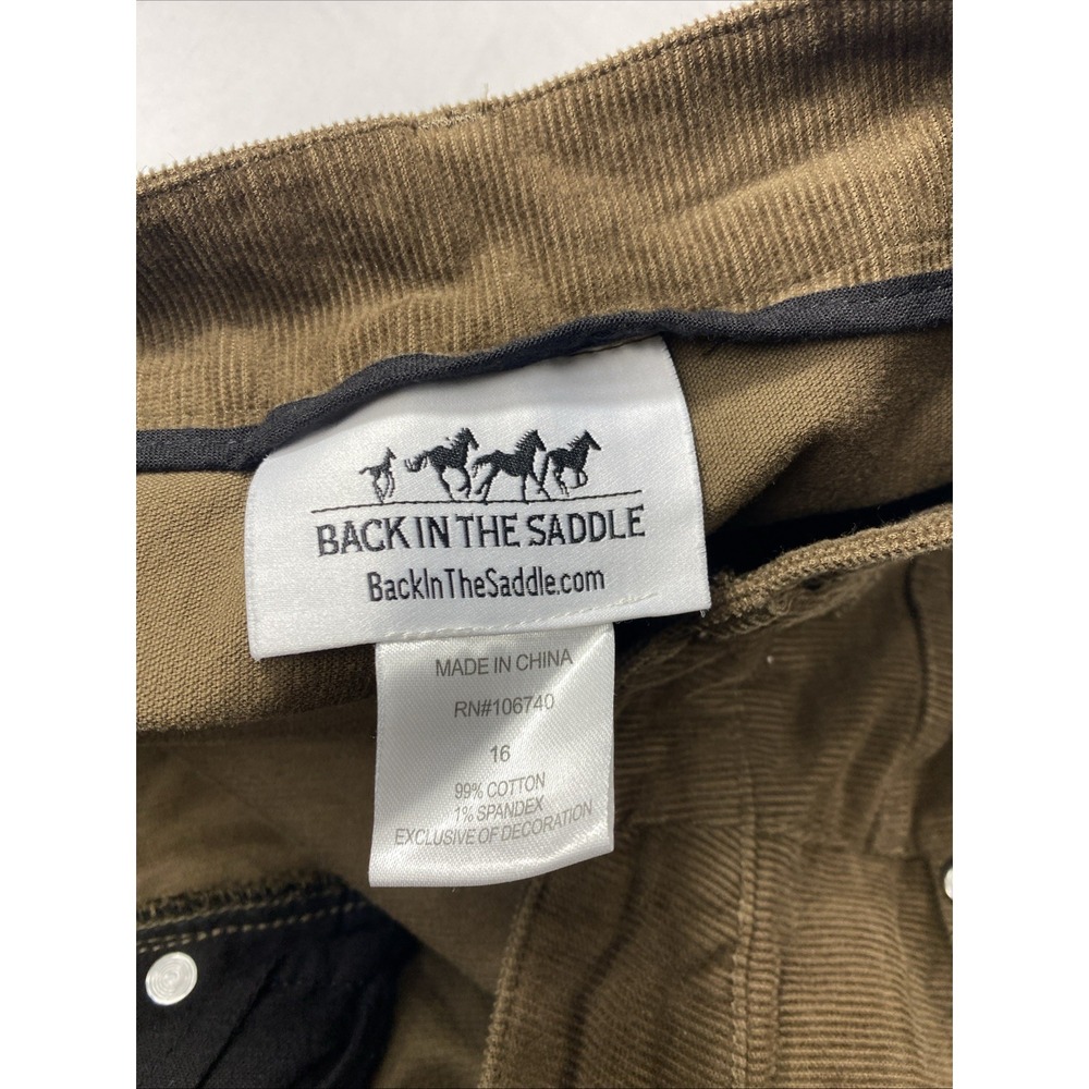 Back In The Saddle Pants Size 16 Brown Corduroy Embroidered Roses Flared Curvy - Picture 3 of 12